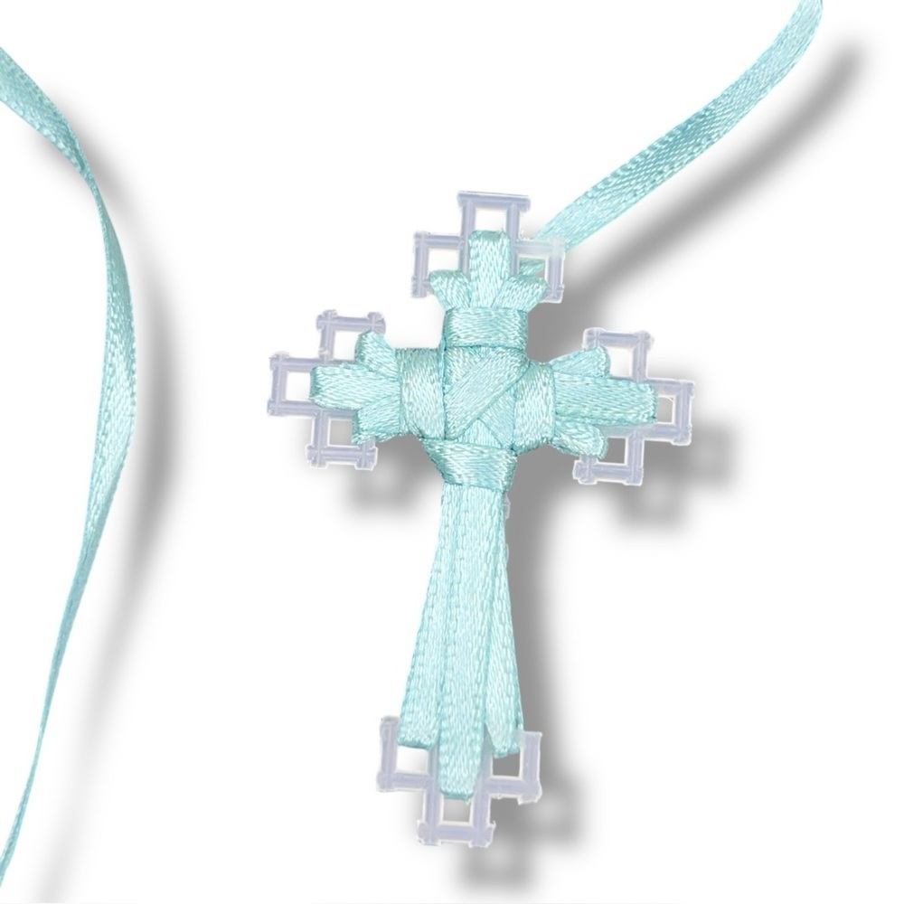 Vintage Handmade Light Blue Cross Bookmark Gift Religious Faith Christianity
